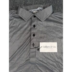 Collars & Co Polo Mens XL Houndstooth Shirt Firm Collar Lightweight Stretch Golf